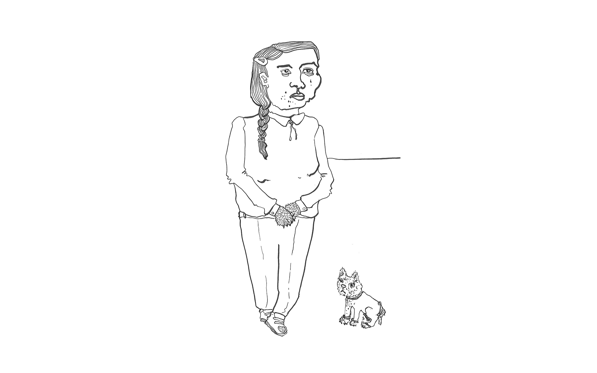 Illustration av en flicka och en hund